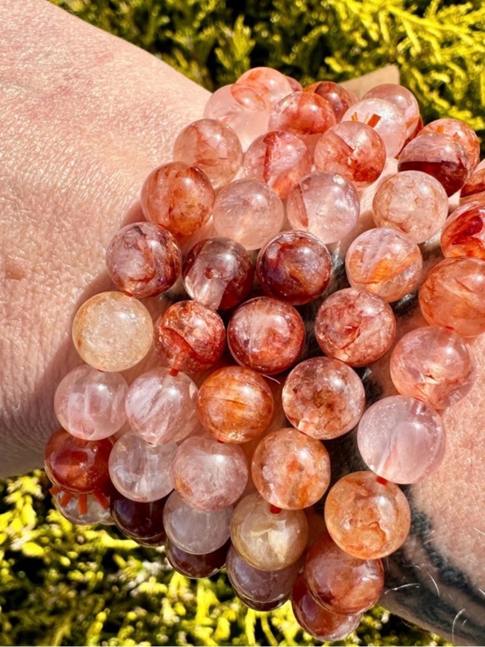 Beautiful Natural Fire Quartz 7mm-8mm Beaded Bracelet